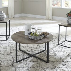 Ashley 3 Pc Table Set - Grayish Wood