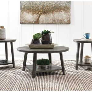 Ashley 3 Pc Table Set - Grey Wood