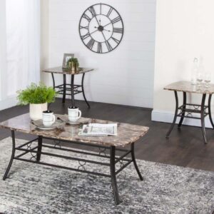 Cramco 3 Pc Table Set - Brown Faux Marble