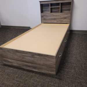 Modern Twin Storage Bed - Suede Gray