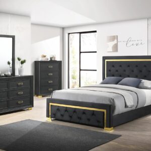 Crown Mark 6 Pc King Bedroom - Black/Gold