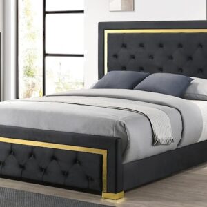 Crown Mark King Bed - Black/Gold