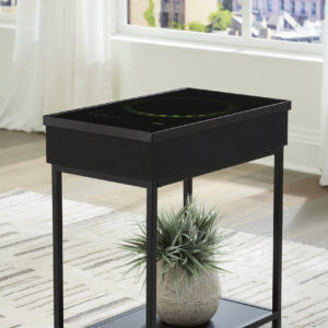 Ashley Accent Table with Bluetooth Speaker - Black Glass