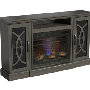 Twin Star TV Stand with Fireplace - Grey