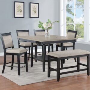Crown Mark 6 Pc Counter Height Dinette - Light Gray