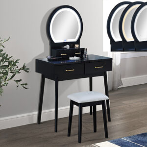 Crown Mark Vanity with Stool - Black