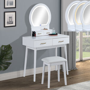 Crown Mark Vanity with Stool - White