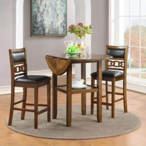 American Wholesale 3 Pc Counter Height Dinette - Medium Brown Wood