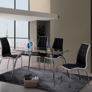 Nationwide 5 Pc Dining Set - Clear/Black Glass