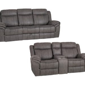 Linon Reclining Sofa and Loveseat - Galloway Stone