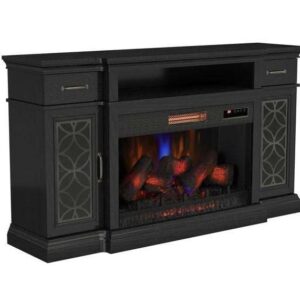 Twin Star TV Stand with Fireplace - Embossed Ash