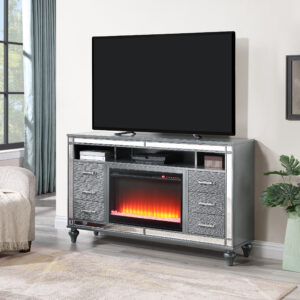 United Import and Export TV Stand with Fireplace - Charcoal Sparkle