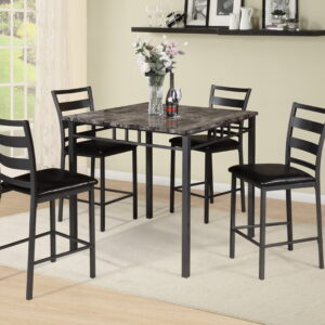 United Import and Export 5 Pc Counter Height Dinette - Black Marble