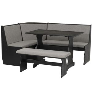 Linon Corner Nook Dining Set - Black/Gray