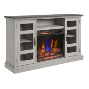 Twin Star TV Stand with Fireplace - Blanco Oak
