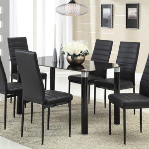 United Import and Export 7 Pc Dining Set - Black Glass