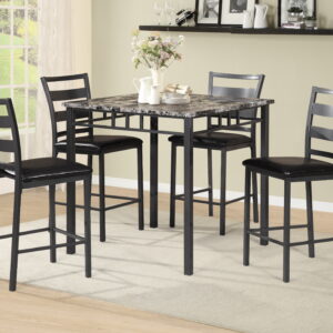 United Import and Export 5 Pc Counter Height Dinette - Brown Marble