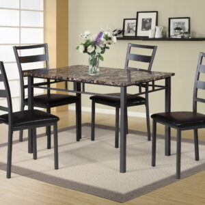 United Import and Export 5 Pc Dining Set - Brown Marble