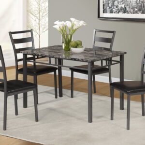United Import and Export 5 Pc Dining Set - Black Marble