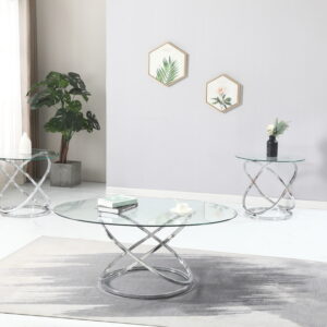 United Import and Export 3 Pc Table Set - Clear Glass