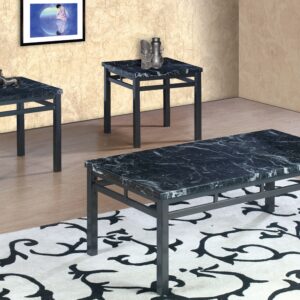 United Import and Export 3 Pc Table Set - Black Marble