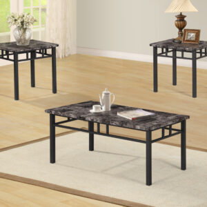 United Import and Export 3 Pc Table Set - Gray Marble