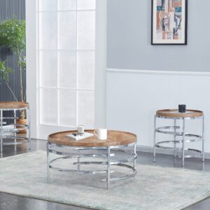 Nationwide 3 Pc Table Set - Natural/Chrome