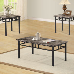 United Import and Export 3 Pc Table Set - Brown Marble