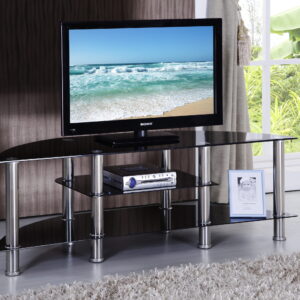 United Import and Export TV Stand - Black Glass