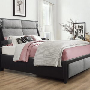 United Import and Export Queen Bed - Gray/Black